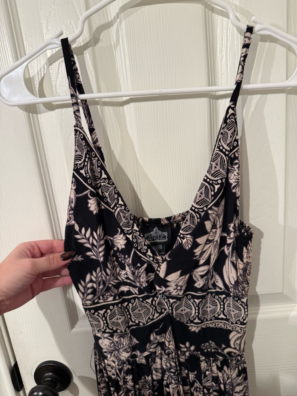 Angie Black and Cream Floral Maxi Dress